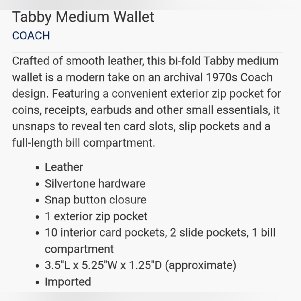 Coach  Tabby  Medium Wallet - Picture 3 of 12